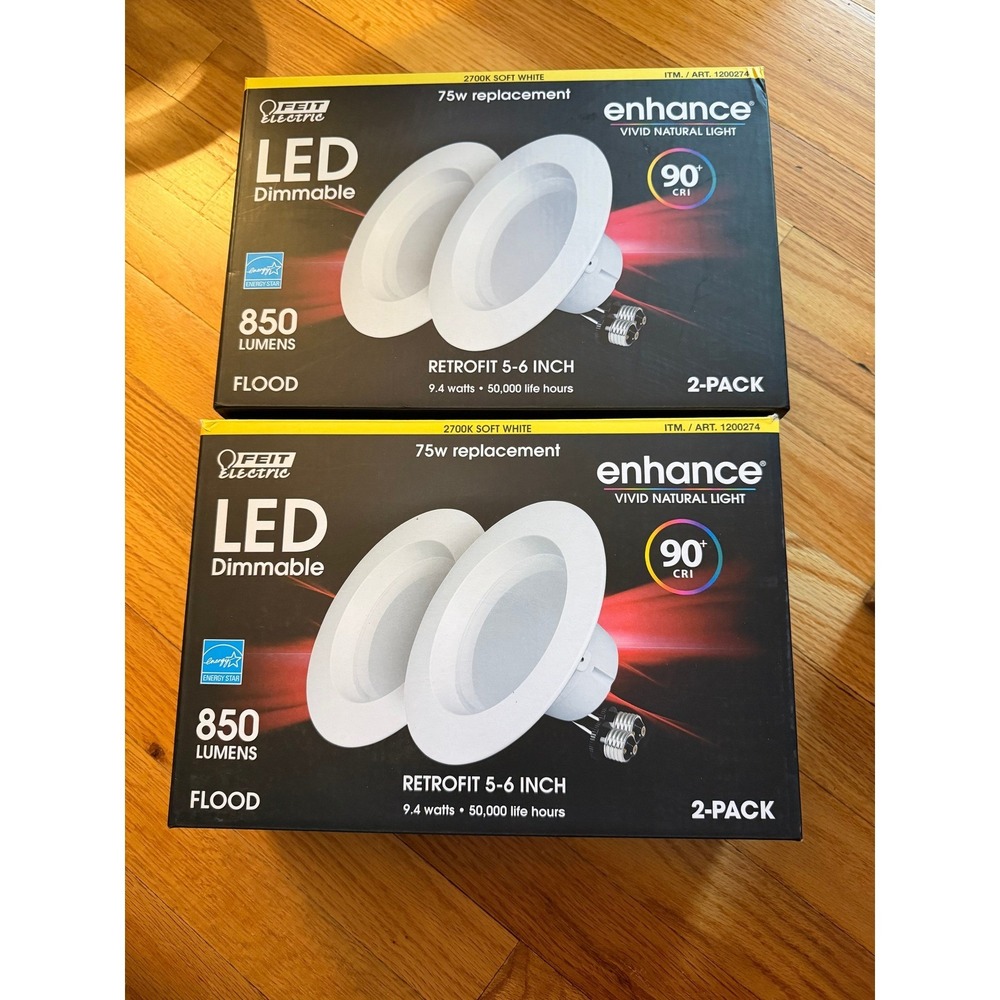 Feit LED 5-6 Inch Recessed lights 2700K Dimmable 850lm 2-Pack (Lot‎ of 2)